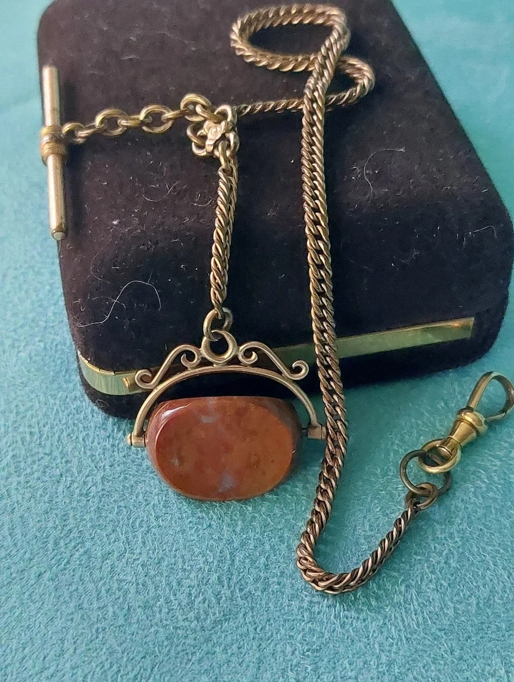 Victorian-era Albert Pocket Watch Chain And Fob with Gold Decorative Spinner